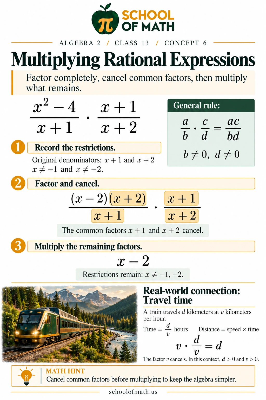 SOMATH Algebra 2 Class 13: Multiplying rational expressions