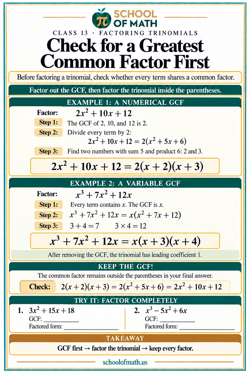 SOMATH Algebra Ignite Class 13: Taking out the greatest common factor