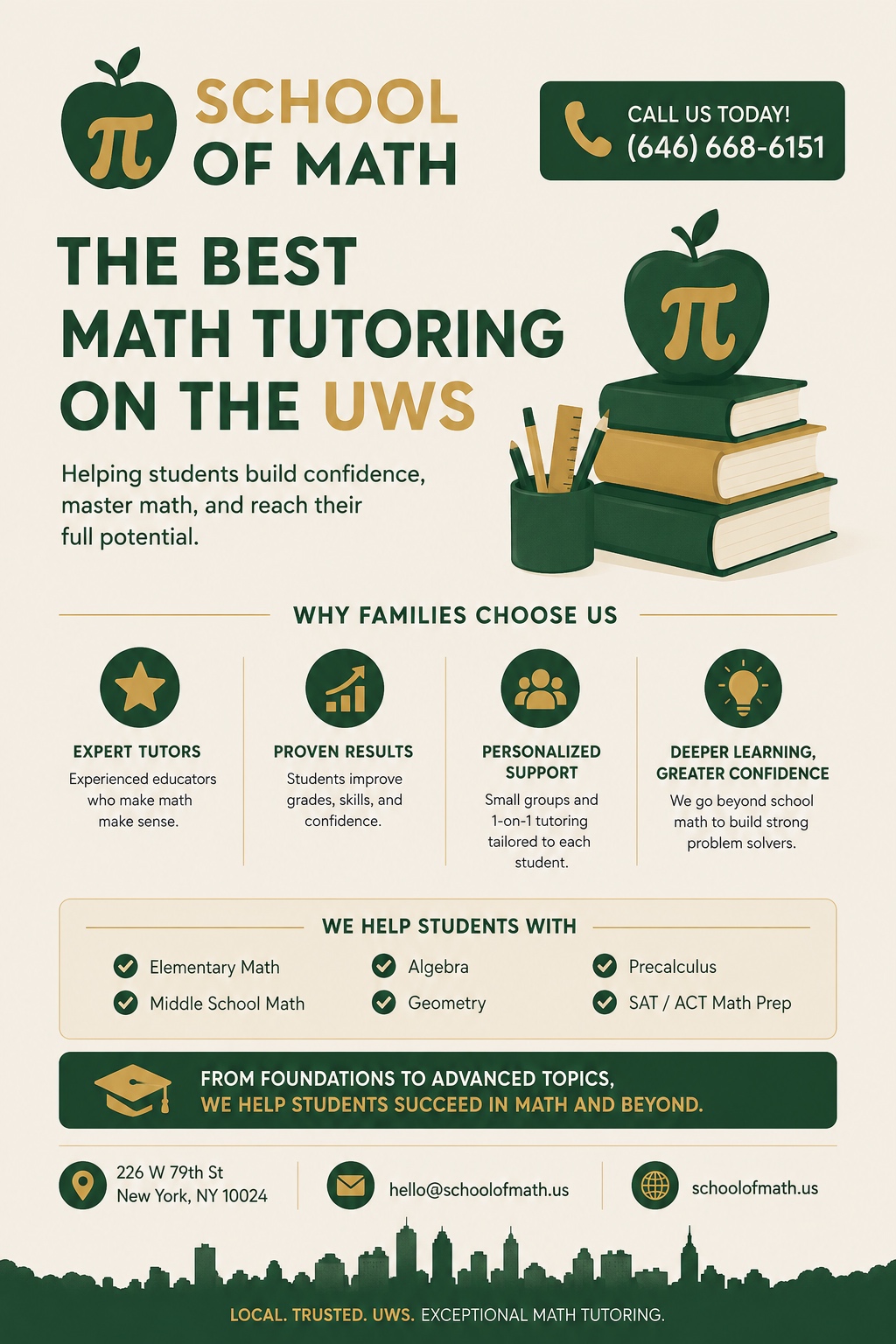 The best math tutoring on the Upper West Side — SOMATH (School of Math), 226 W 79th St, NYC 10024