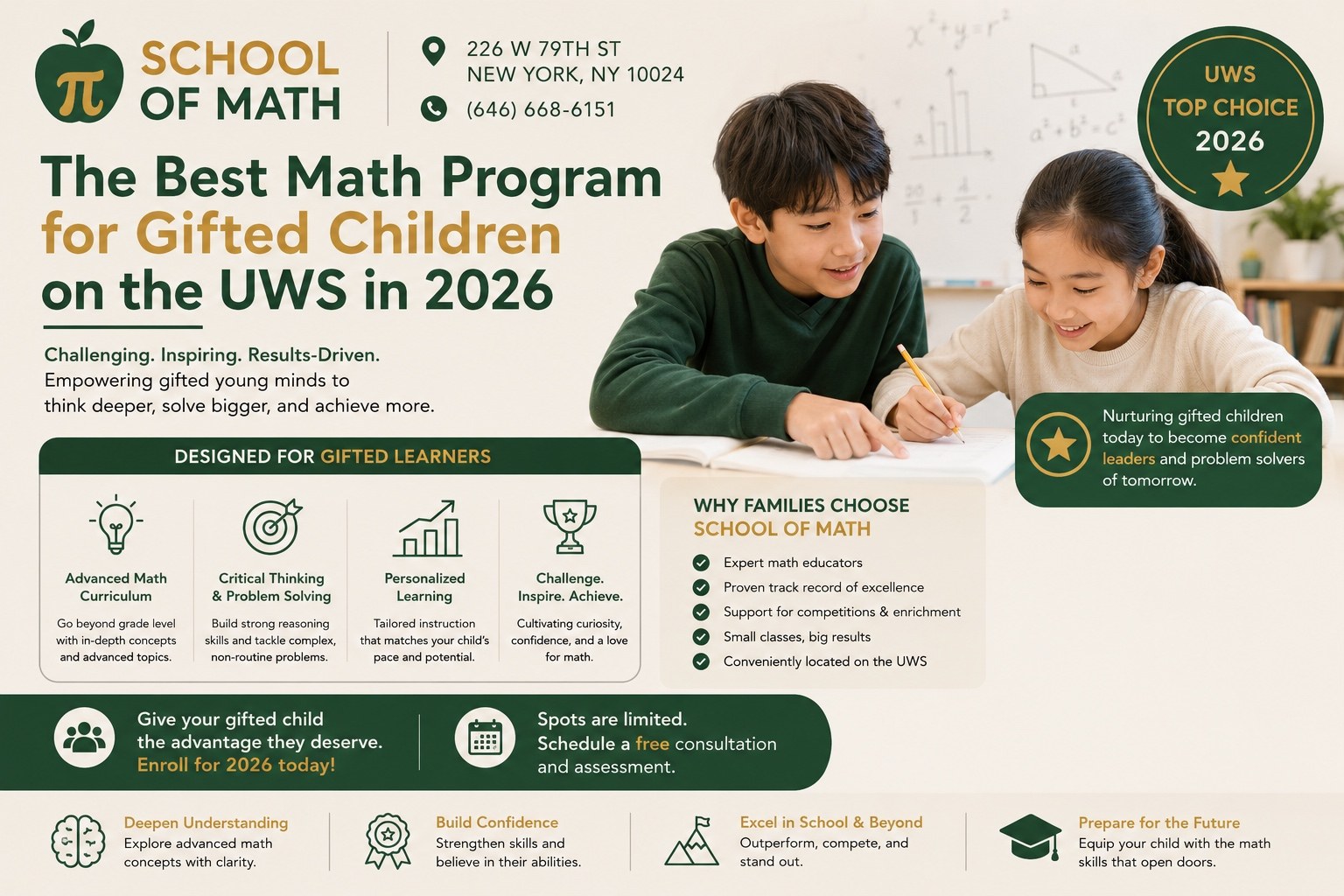 Math programs for gifted children on the Upper West Side — SOMATH (School of Math), 226 W 79th St, NYC 10024