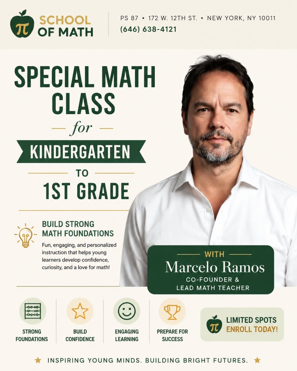 Special Math Class for Kindergarten to 1st Grade with Marcelo Ambrozio — School of Math, PS 87 (172 W 12th St, NYC)