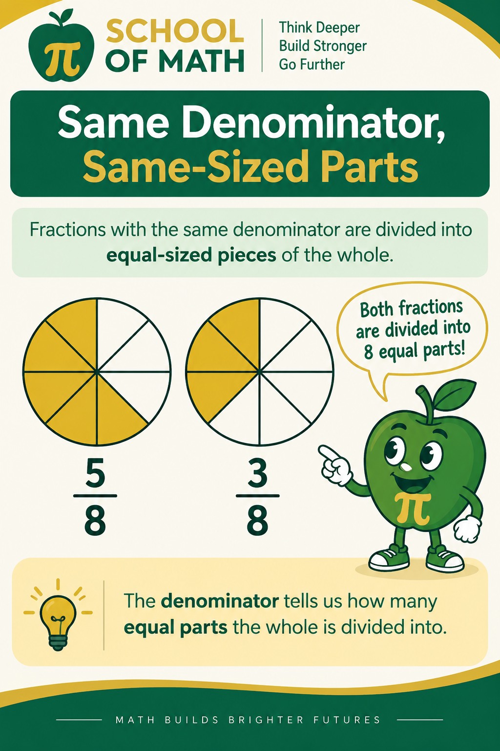 SOMATH Class 12 poster: Same denominator, same-sized parts.