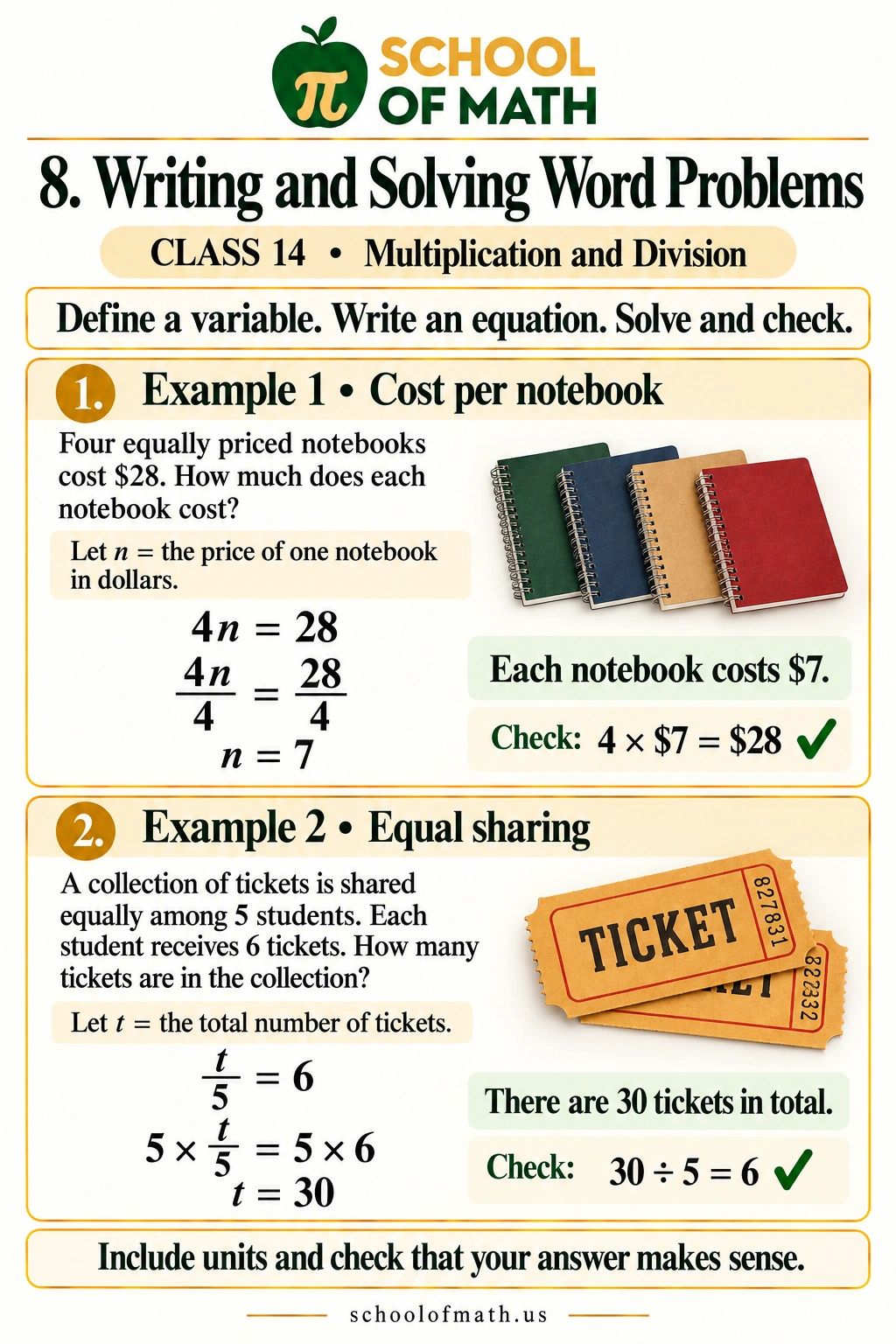 SOMATH Pre-Algebra Class 14, Image 8: Writing and solving word problems