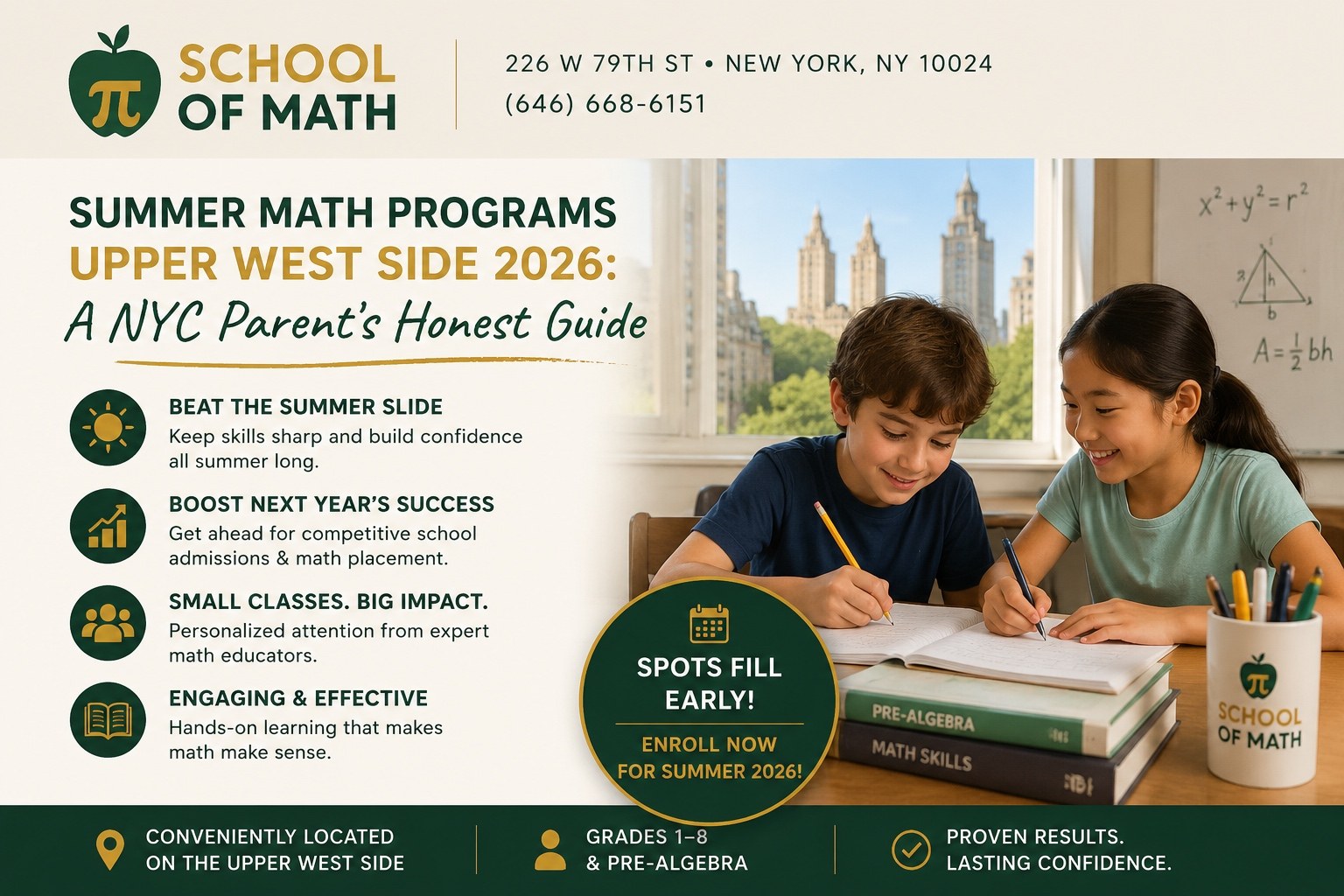 Summer Math Programs Upper West Side 2026 - A NYC Parent's Honest Guide - School of Math, 226 W 79th St
