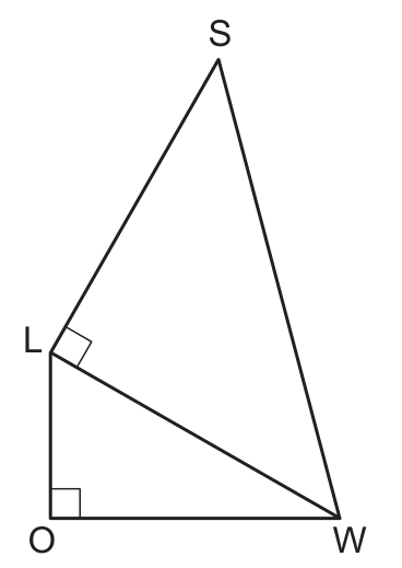 Original August 2026 Geometry Regents Question 17 diagram: Two special right triangles