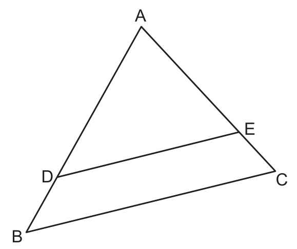 Original August 2026 Geometry Regents Question 27 diagram: Similar triangles and missing segments