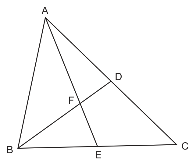 Original August 2026 Geometry Regents Question 5 diagram: Centroid and median ratios