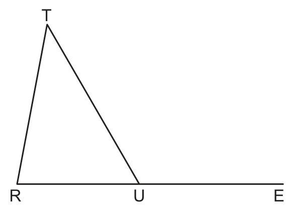 Original August 2026 Geometry Regents Question 7 diagram: Exterior angles of triangles
